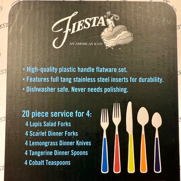 Fiesta Merengue Flatware Set – 20 Piece Colorful Service for 4 - Picture 10 of 14